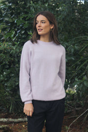 Plain Alpaca Crew Neck Jumper-Lilac